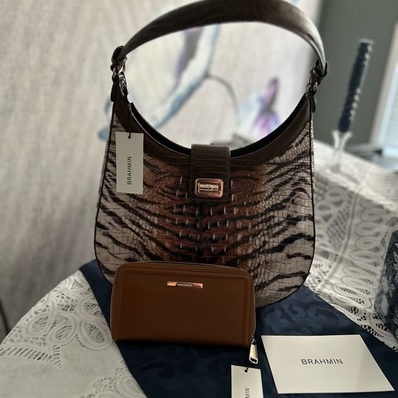 NEW 2-PIECE Brahmin Fallon Feline Bag with Suri Saddle Heroica wallet - Picture 6 of 12